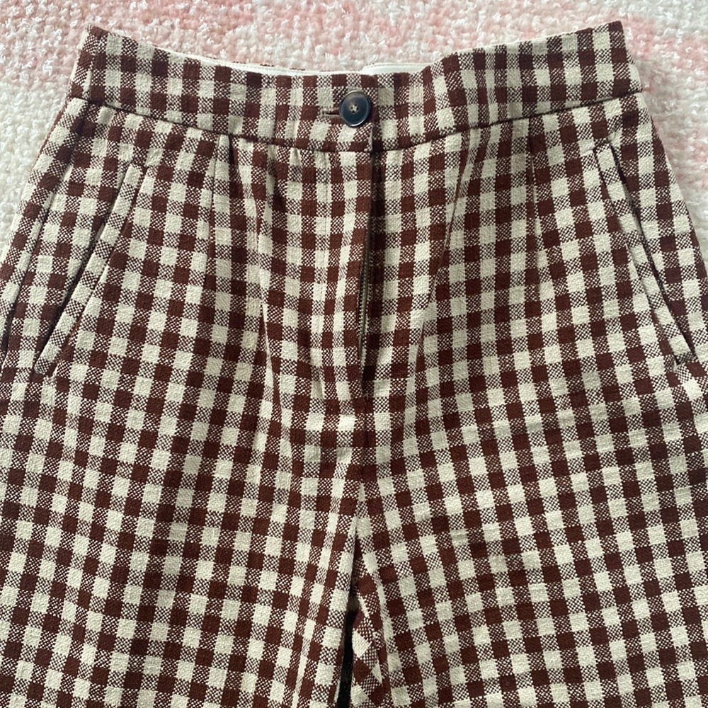 Martin Crop Pants - Brown Gingham/Ecru Size 36 - US 4